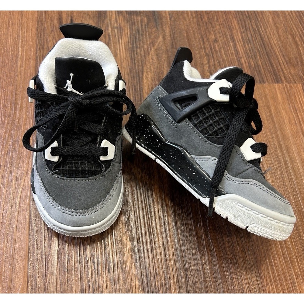 Nike Air Jordan 4 Retro Toddler Size 6C Toddler White Thunder Black FV4538-002 - Picture 13 of 13